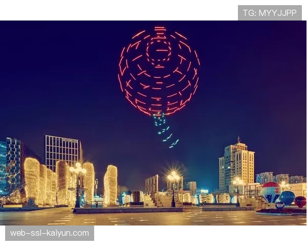 公牛队主场上空无人机阵列进行中场表演，并拼出实时变化的比赛数据